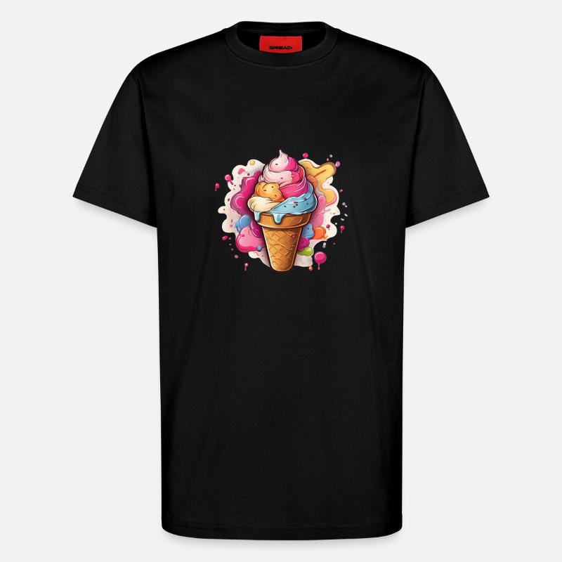 Leckeres buntes Softeis - T-Shirt - made by SPREAD - SOLID BLACK