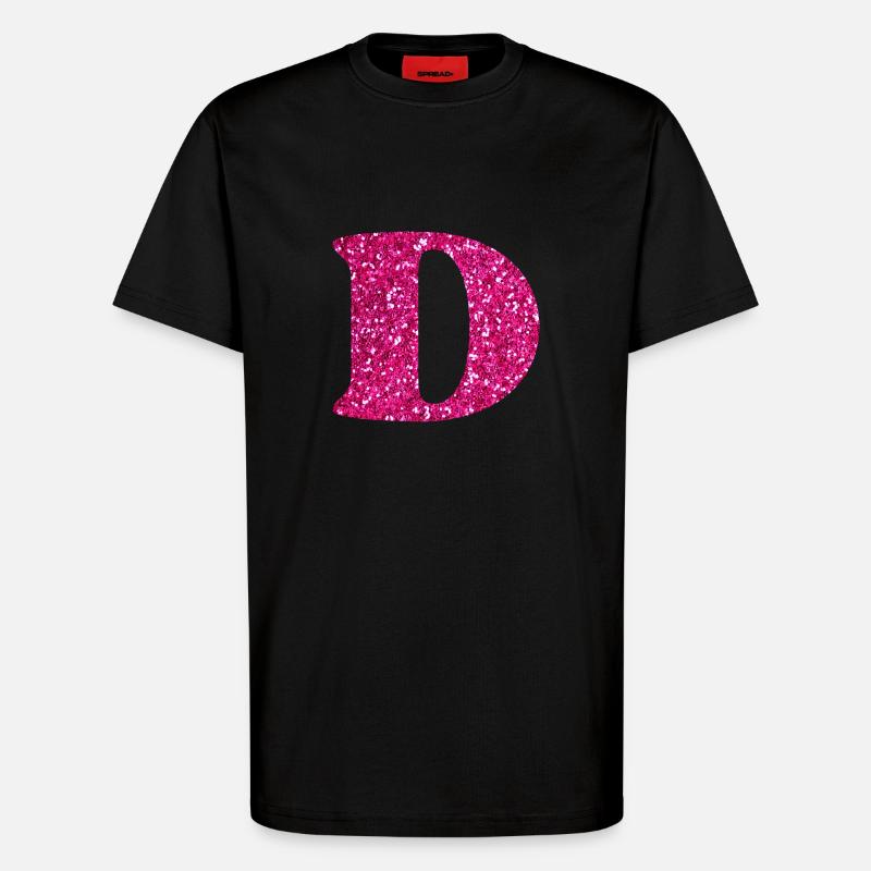 Glitzer rosa Buchstabe d - T-Shirt - made by SPREAD - SOLID BLACK