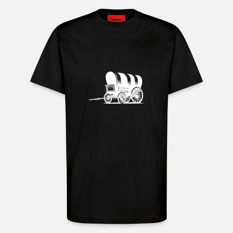 Planwagen mit gestreifter Plane - T-Shirt - made by SPREAD - SOLID BLACK