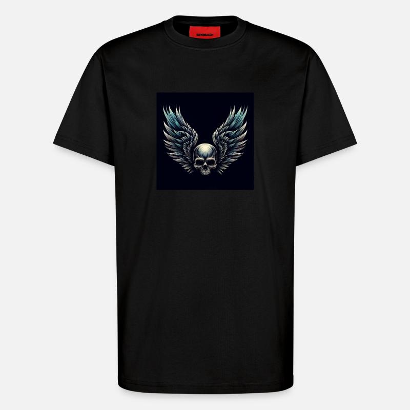 Crâne avec des ailes (noir) - T-shirt bio décontracté fabriqué en UE - SOLID BLACK