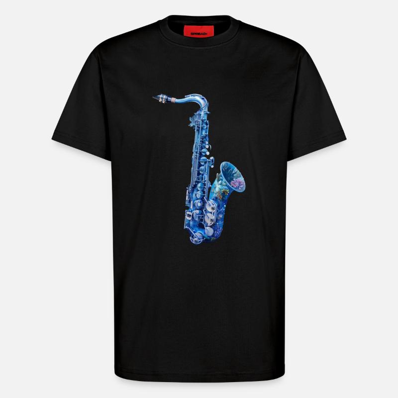 Fisch Saxophon - T-Shirt - made by SPREAD - SOLID BLACK