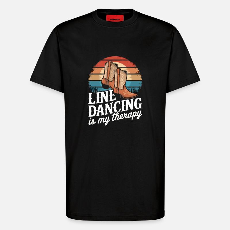 Line Dancing Dancing Dancers - T-Shirt - made by SPREAD - SOLID BLACK