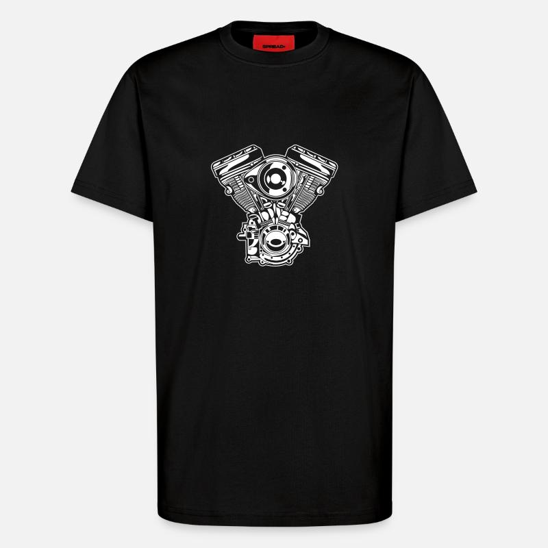 Motorcycle Engine / Engine 01_white - T-Shirt - made by SPREAD - SOLID BLACK