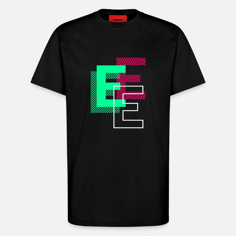 Anfangsbuchstabe E Design Geschenk - T-Shirt - made by SPREAD - SOLID BLACK