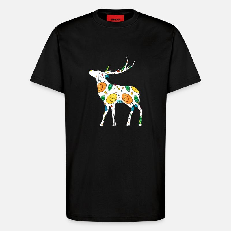 Cerf - T-shirt bio décontracté fabriqué en UE - SOLID BLACK