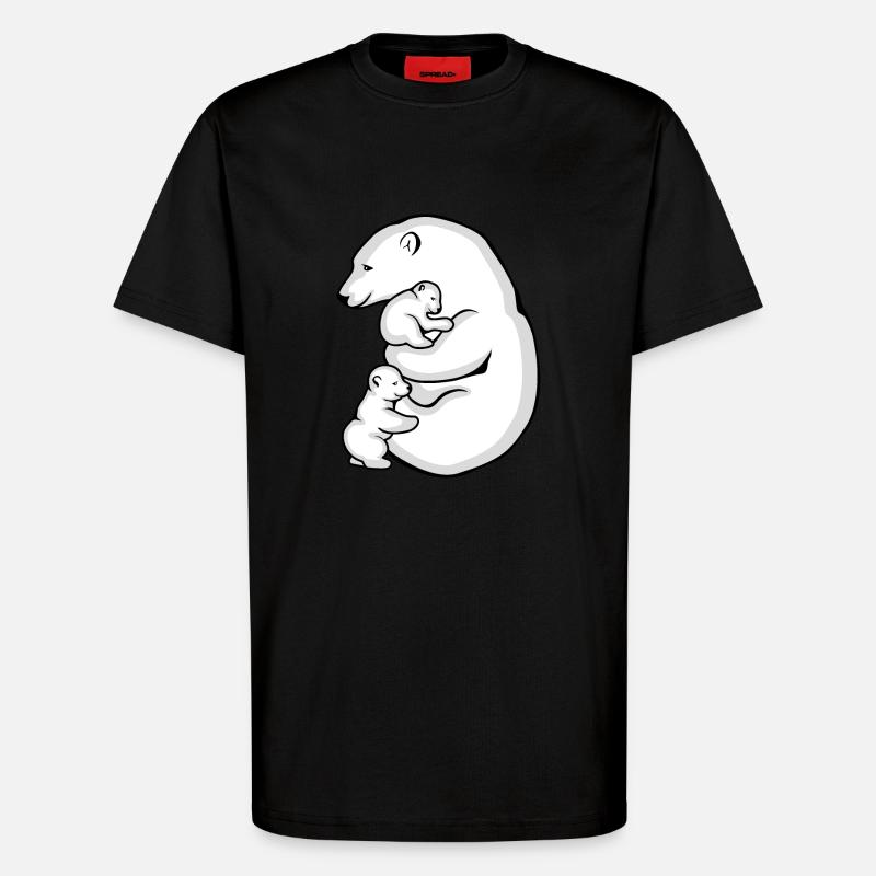 Eisbärin mit ihren beiden Babys - T-Shirt - made by SPREAD - SOLID BLACK