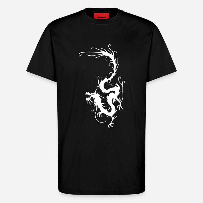 Weißer Rauch Drache - T-Shirt - made by SPREAD - SOLID BLACK