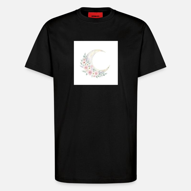 Couronne de fleurs de lune - T-shirt bio décontracté fabriqué en UE - SOLID BLACK