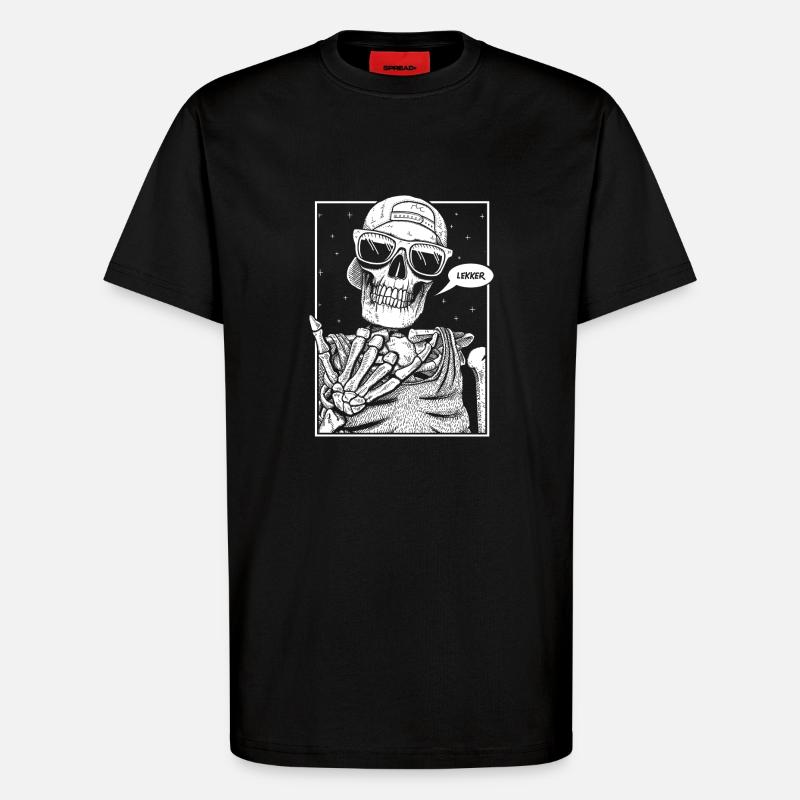 Lekker Skeleton White - T-Shirt - made by SPREAD - SOLID BLACK