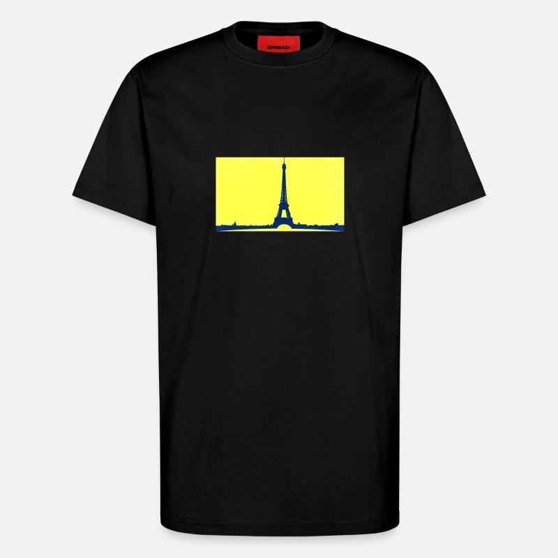 Tour Eiffel dans abstrait - T-shirt bio décontracté fabriqué en UE - SOLID BLACK