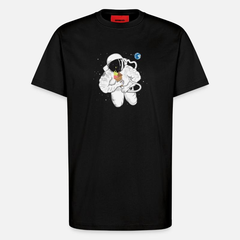 witziger Astronaut mit Eistüte im Weltall - T-Shirt - made by SPREAD - SOLID BLACK