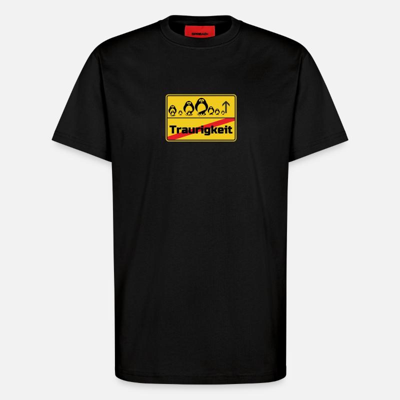 Ortsschild Pinguine Geschenk - T-Shirt - made by SPREAD - SOLID BLACK