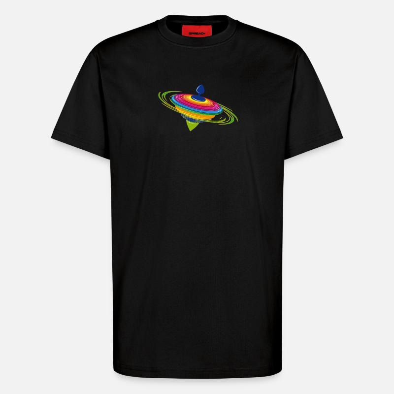 farbenfroher rotierender Kreisel - T-Shirt - made by SPREAD - SOLID BLACK