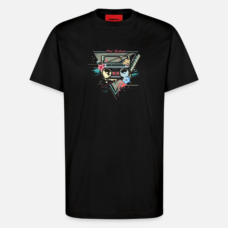 Ghettoblaster Kassettenspieler Retro Graffiti - T-Shirt - made by SPREAD - SOLID BLACK