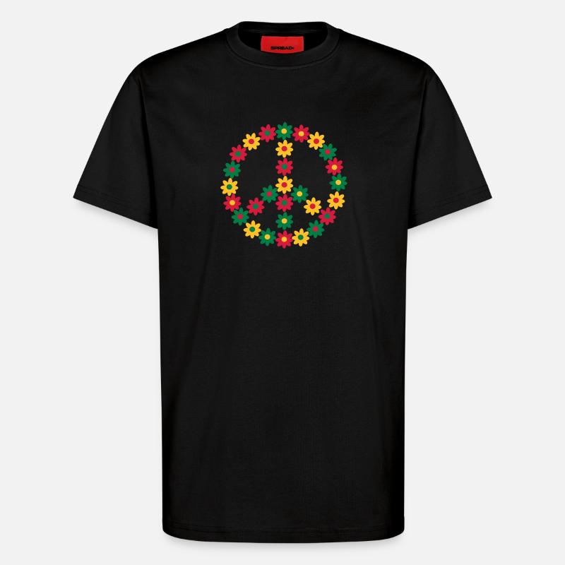 Rasta Friedenszeichen - T-Shirt - made by SPREAD - SOLID BLACK