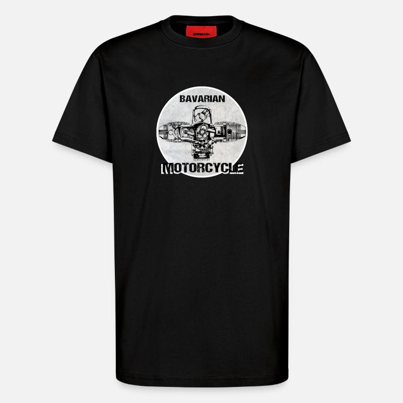 Bavarian Motorcycle boxer engine - T-Shirt - made by SPREAD - SOLID BLACK