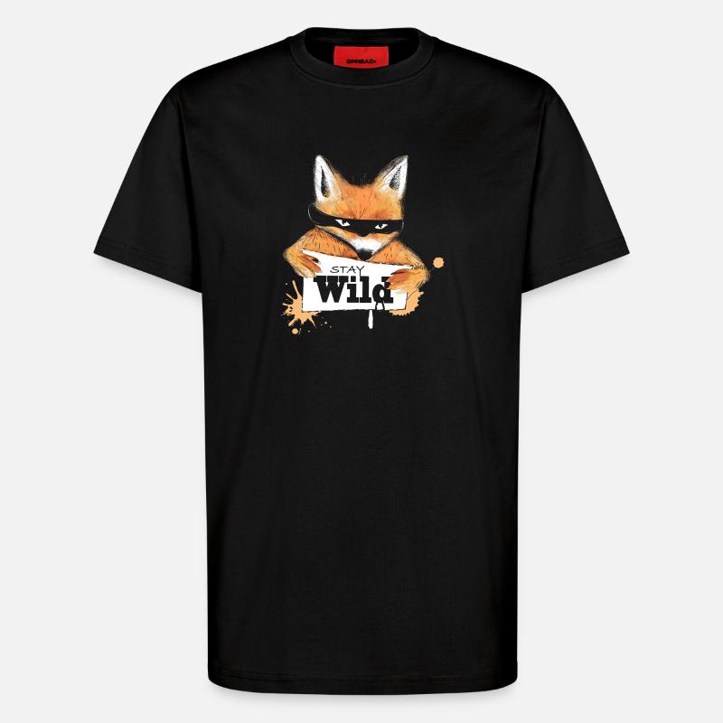 Fox with a message - T-Shirt - made by SPREAD - SOLID BLACK