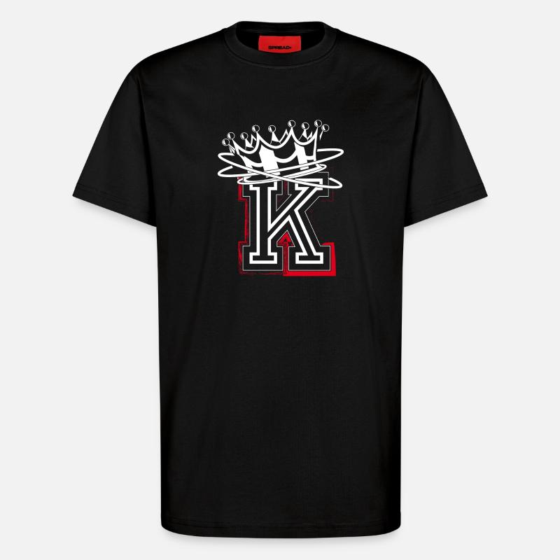 Buchstabe K mit Krone - T-Shirt - made by SPREAD - SOLID BLACK