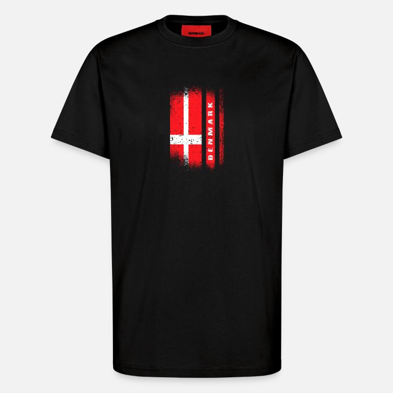 Danemark Drapeaux Conception / Cadeau Copenhague - T-shirt bio décontracté fabriqué en UE - SOLID BLACK