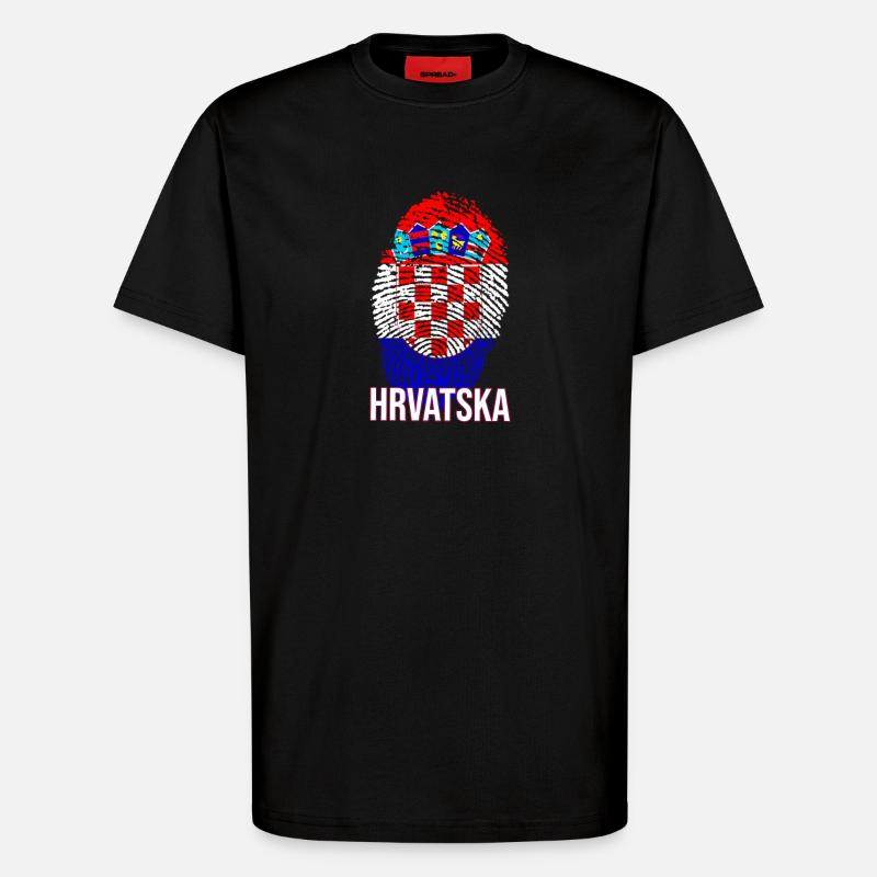 Conception HRVATSKA avec drapeau croate - T-shirt bio décontracté fabriqué en UE - SOLID BLACK