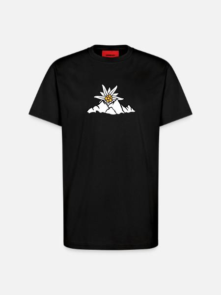 Sun mountain flower Edelweiss - T-Shirt - made by SPREAD - SOLID BLACK