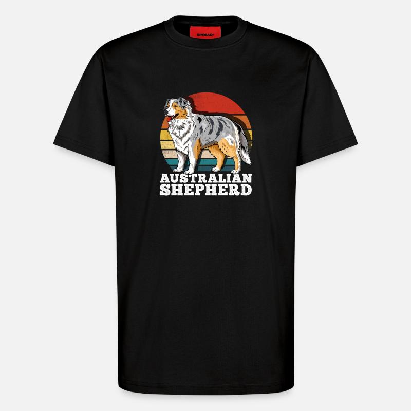 Australian Shepherd Aussie Retro - T-Shirt - made by SPREAD - SOLID BLACK