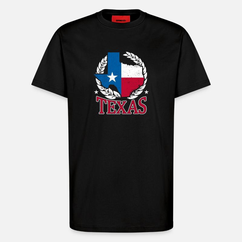 Texas Laurel State Pride - T-Shirt - made by SPREAD - SOLID BLACK