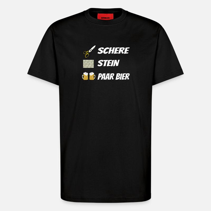 Schere , Stein, Paar Bier - T-Shirt - made by SPREAD - SOLID BLACK