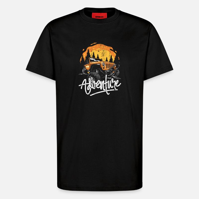 Jeep d’aventure Coucher de soleil - T-shirt bio décontracté fabriqué en UE - SOLID BLACK