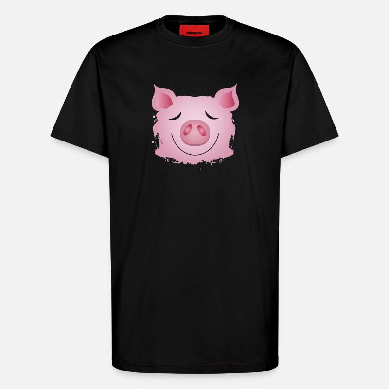Kopf eines Schweins - Glücksschwein Graffiti - T-Shirt - made by SPREAD - SOLID BLACK