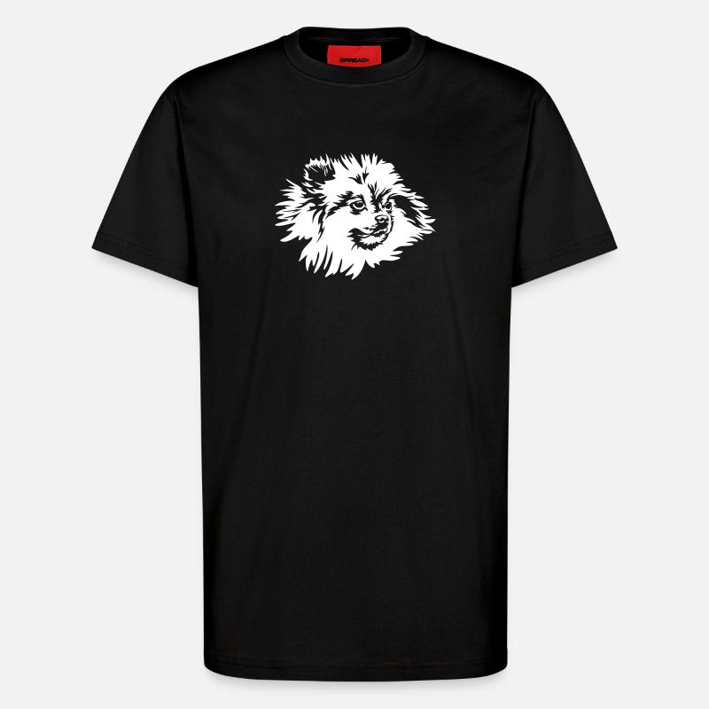 Zwergspitz Head « Black Edition » - T-shirt bio décontracté fabriqué en UE - SOLID BLACK