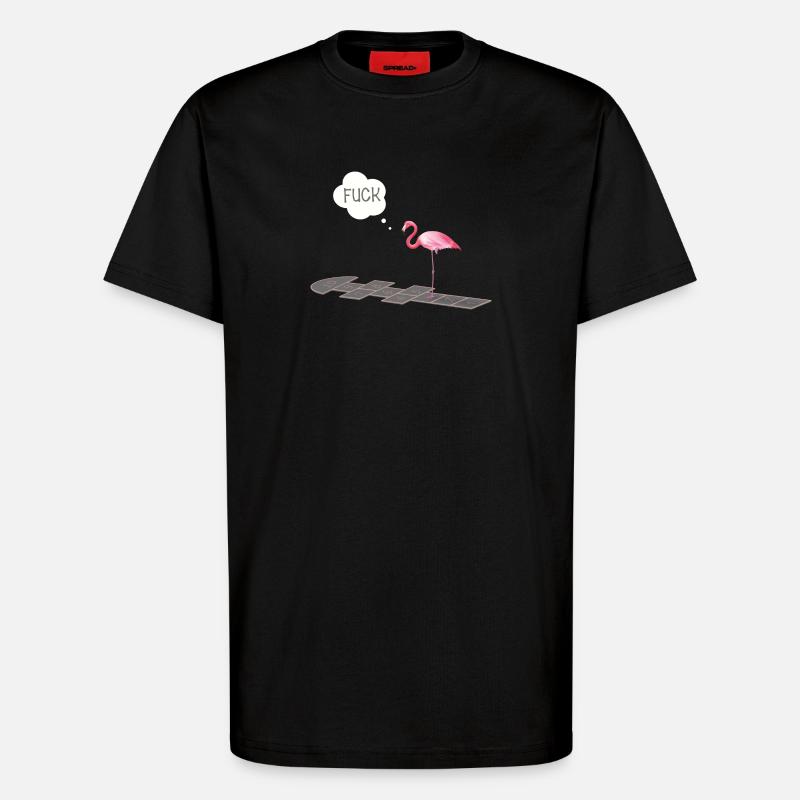 Flamingo with a problem - T-Shirt - made by SPREAD - SOLID BLACK