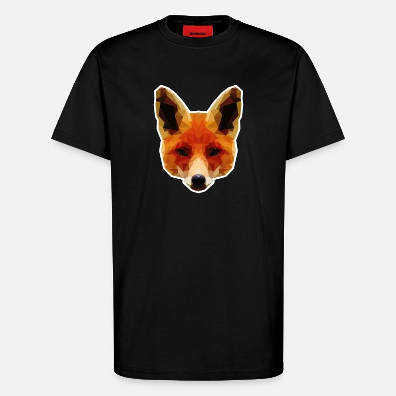 Oranger Polygonalfuchs - T-Shirt - made by SPREAD - SOLID BLACK