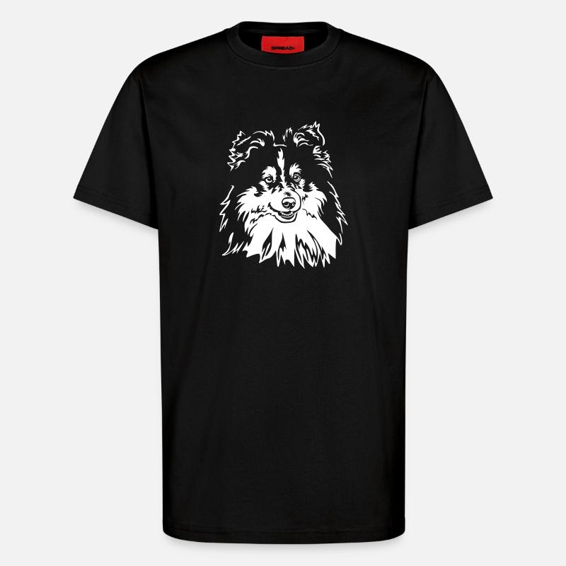 Sheltie Kopf "Black Edtion" - T-Shirt - made by SPREAD - SOLID BLACK