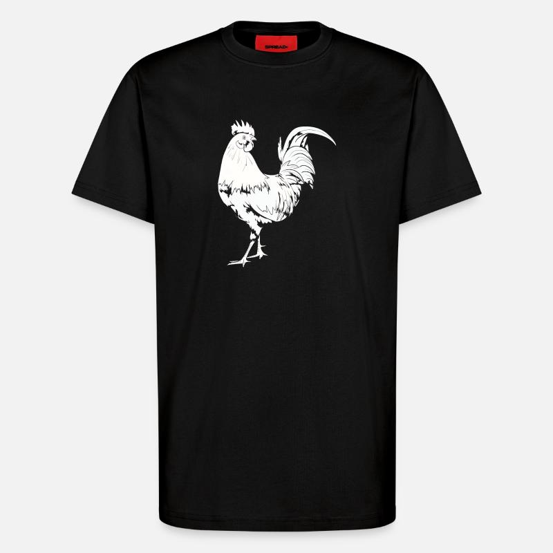Hahn Huhn Gockel - T-Shirt - made by SPREAD - SOLID BLACK