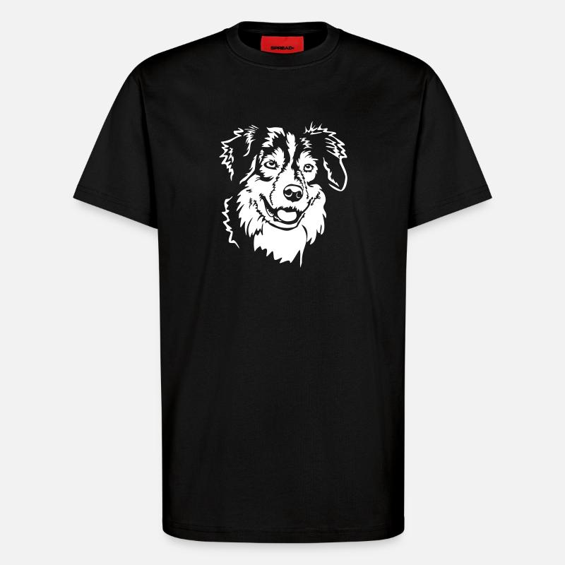 Australian Shepherd Kopf "Black Edition" - T-Shirt - made by SPREAD - SOLID BLACK