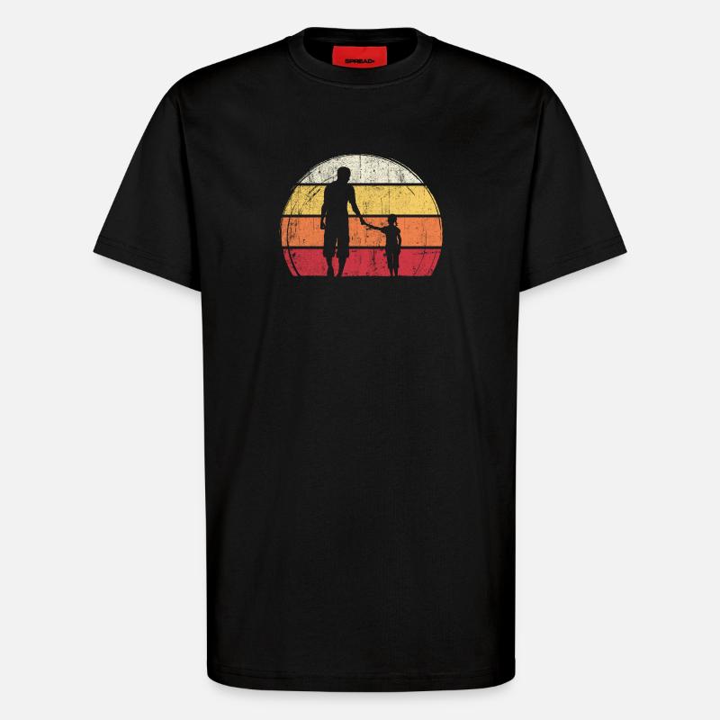 Sunset Silhouette: Vater und Kind - T-Shirt - made by SPREAD - SOLID BLACK