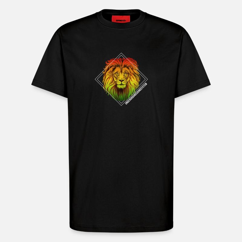 Rainbow Lion Diamond Pattern - T-Shirt - made by SPREAD - SOLID BLACK