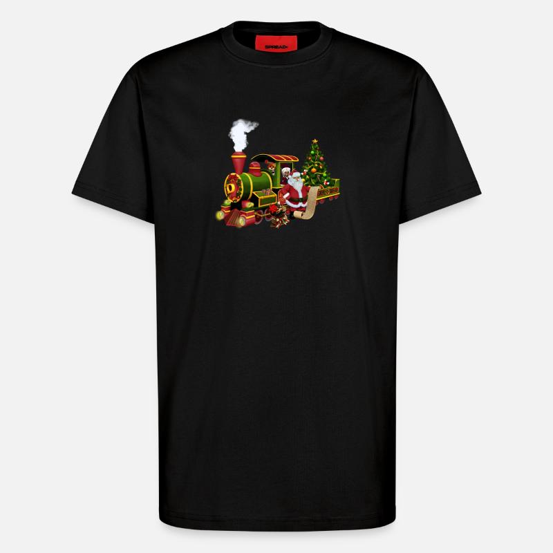 Santa mit einem Zug - T-Shirt - made by SPREAD - SOLID BLACK