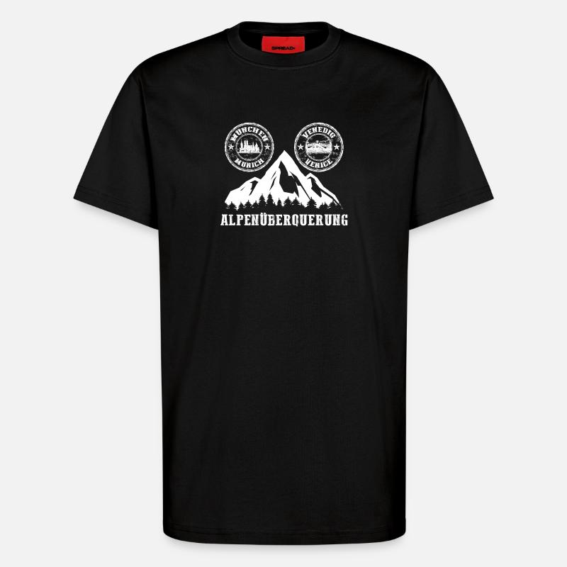 Alpenüberquerung München - Venedig - T-Shirt - made by SPREAD - SOLID BLACK