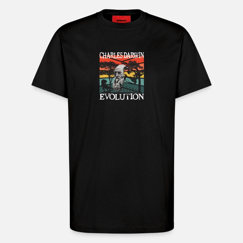 Idée cadeau textile Charles Darwin Evolution - T-shirt bio décontracté fabriqué en UE - SOLID BLACK