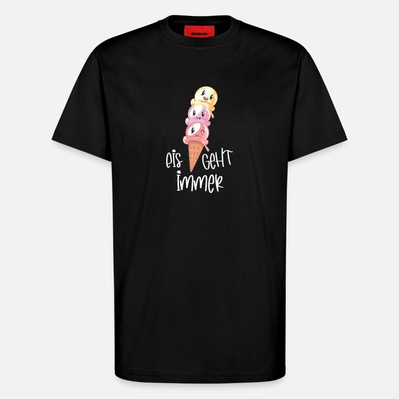 Eiscreme Lover Kawaii "Eis geht immer" - T-Shirt - made by SPREAD - SOLID BLACK