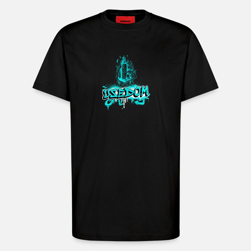 Usedom Leuchtturm Design / Geschenkidee - T-Shirt - made by SPREAD - SOLID BLACK