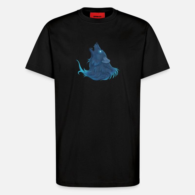 Heulender blauer Wolf - Guide Loup Bleu - T-Shirt - made by SPREAD - SOLID BLACK