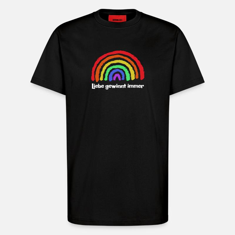 Regenbogen Frieden Freiheit Liebe Statement - T-Shirt - made by SPREAD - SOLID BLACK