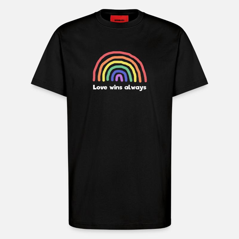 Regenbogen Liebe Statement Frieden Weltfrieden - T-Shirt - made by SPREAD - SOLID BLACK
