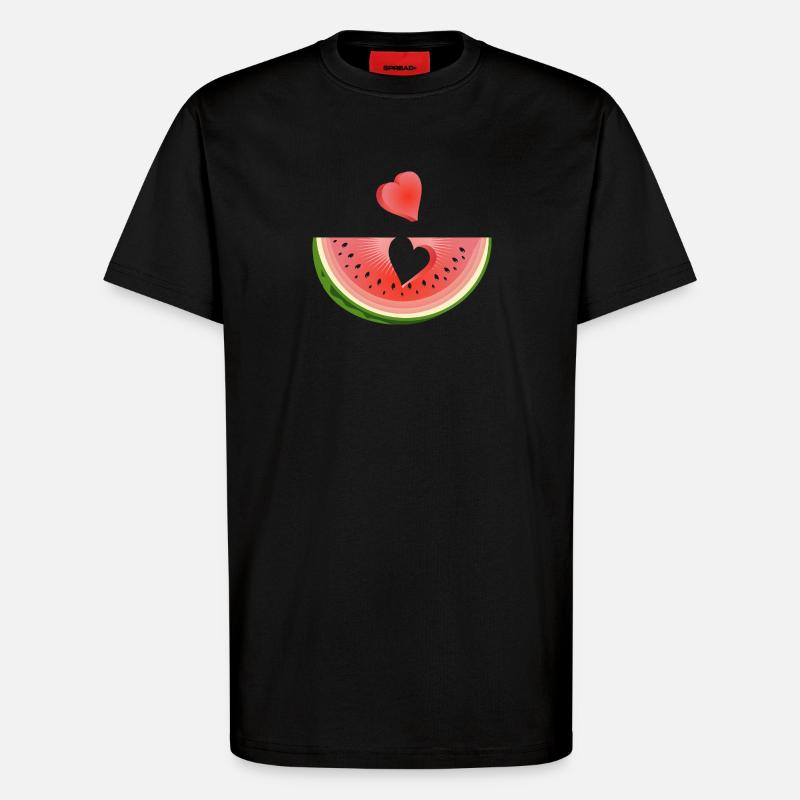Stück einer Wassermelone mit Herz - T-Shirt - made by SPREAD - SOLID BLACK