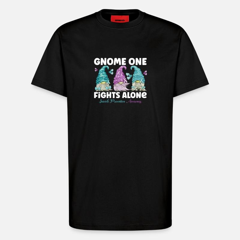 Gnome One Fights Suicide Prevention - T-Shirt - made by SPREAD - SOLID BLACK