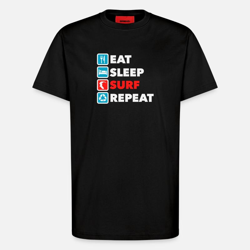 Eat Sleep Surf Repeat - T-Shirt - made by SPREAD - SOLID BLACK