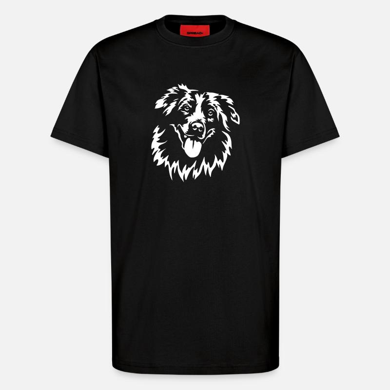 Australian Shepherd Head "Black Edition" - T-Shirt - made by SPREAD - SOLID BLACK
